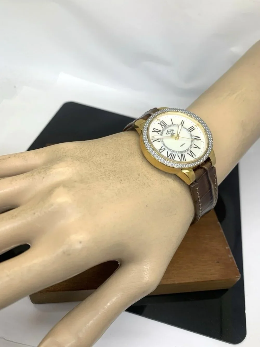 GV2 by Gevril Women's Watch 9142 Swiss Quartz Mother Of Pearl Dial Brown Leather